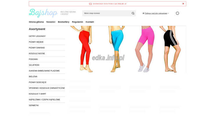 bajshop wygląd strony