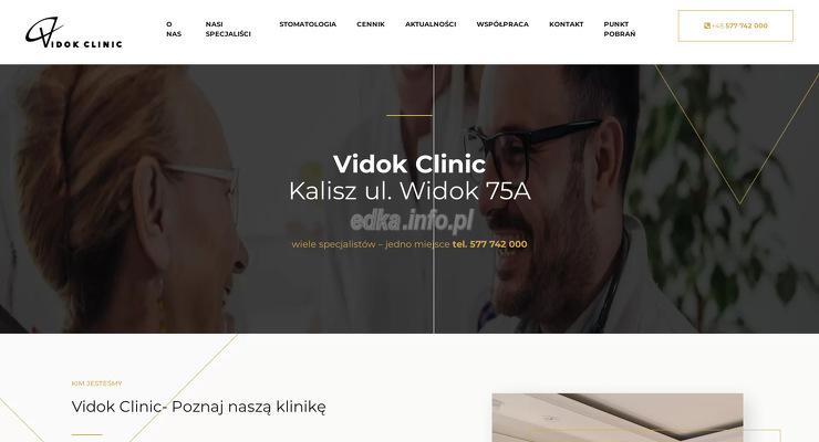 vidok-clinic wygląd strony