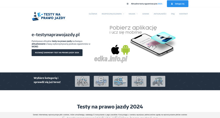 e-testynaprawojazdy-pl wygląd strony